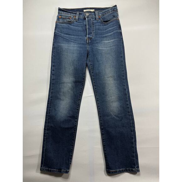 Levi's Women's Wedgie Straight Leg Button Fly Blue Denim Jeans - Size 28 (29x27) - Picture 1 of 7